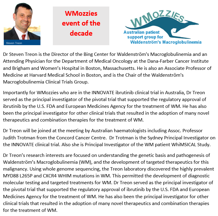 Dr Steven Treon Leukaemia Foundation Waldenström's Education Meeting @ Melbourne Exhibition & Convention Centre | South Wharf | Victoria | Australia